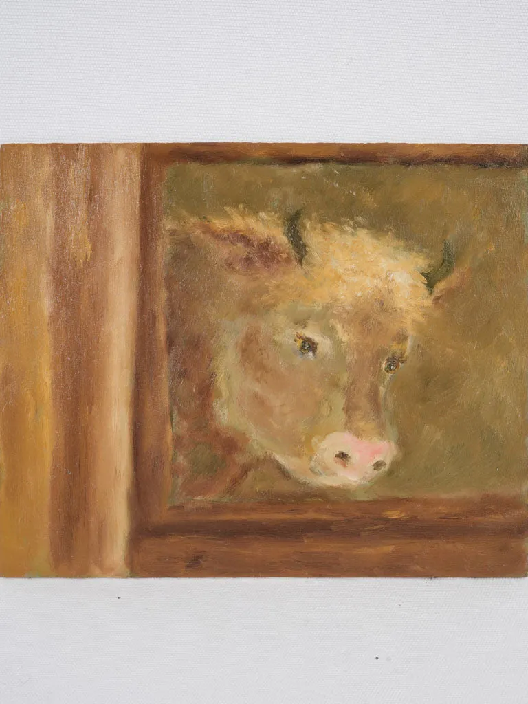 Contemporary cow portrait painting by Karibou - "Lolita" 8¾" x 10¾" unframed measure