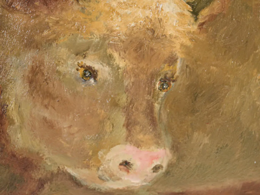 Contemporary cow portrait painting by Karibou - "Lolita" 8¾" x 10¾" unframed measure