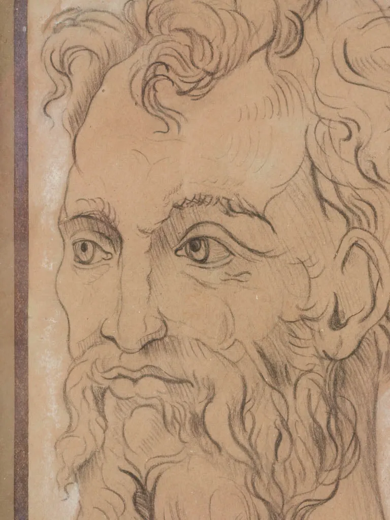 Drawing After a Self-Portrait by Baccio Bandinelli – Charcoal on Paper