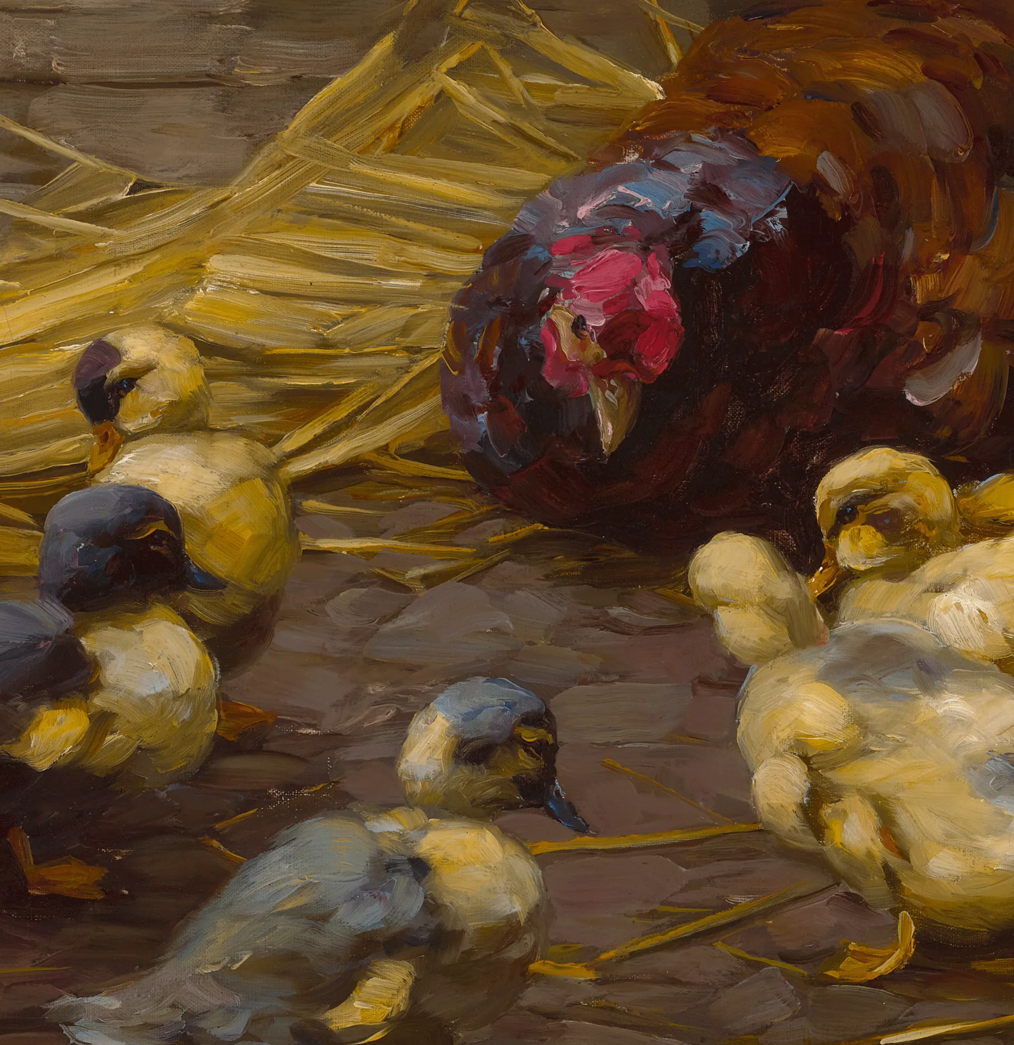 Ducklings and a Mother Hen by Alexander Koester