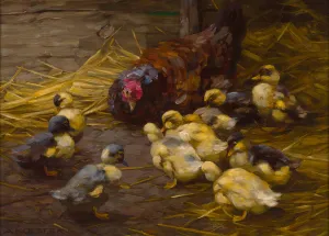 Ducklings and a Mother Hen by Alexander Koester