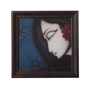 eCraftIndia 'Beautiful Girl Special Effect Sparkle Velvet Touch Reprint' Art Painting (Synthetic Wood, 38 cm x 38 cm,