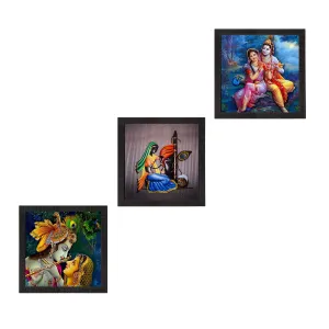 eCraftIndia 'Radha Krishna' Paper Painting (Synthetic Wood, 27.93 cm x 1.27 cm x 27.93 cm, Set of 3)