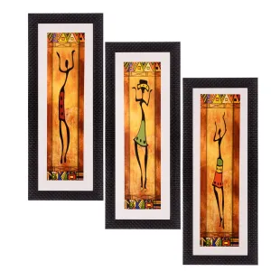 eCraftIndia Satin Matt Textured Synthetic Wood Art Painting (17.8 cm x 1.3 cm x 40.7 cm, Set of 3, C3FPB2104)