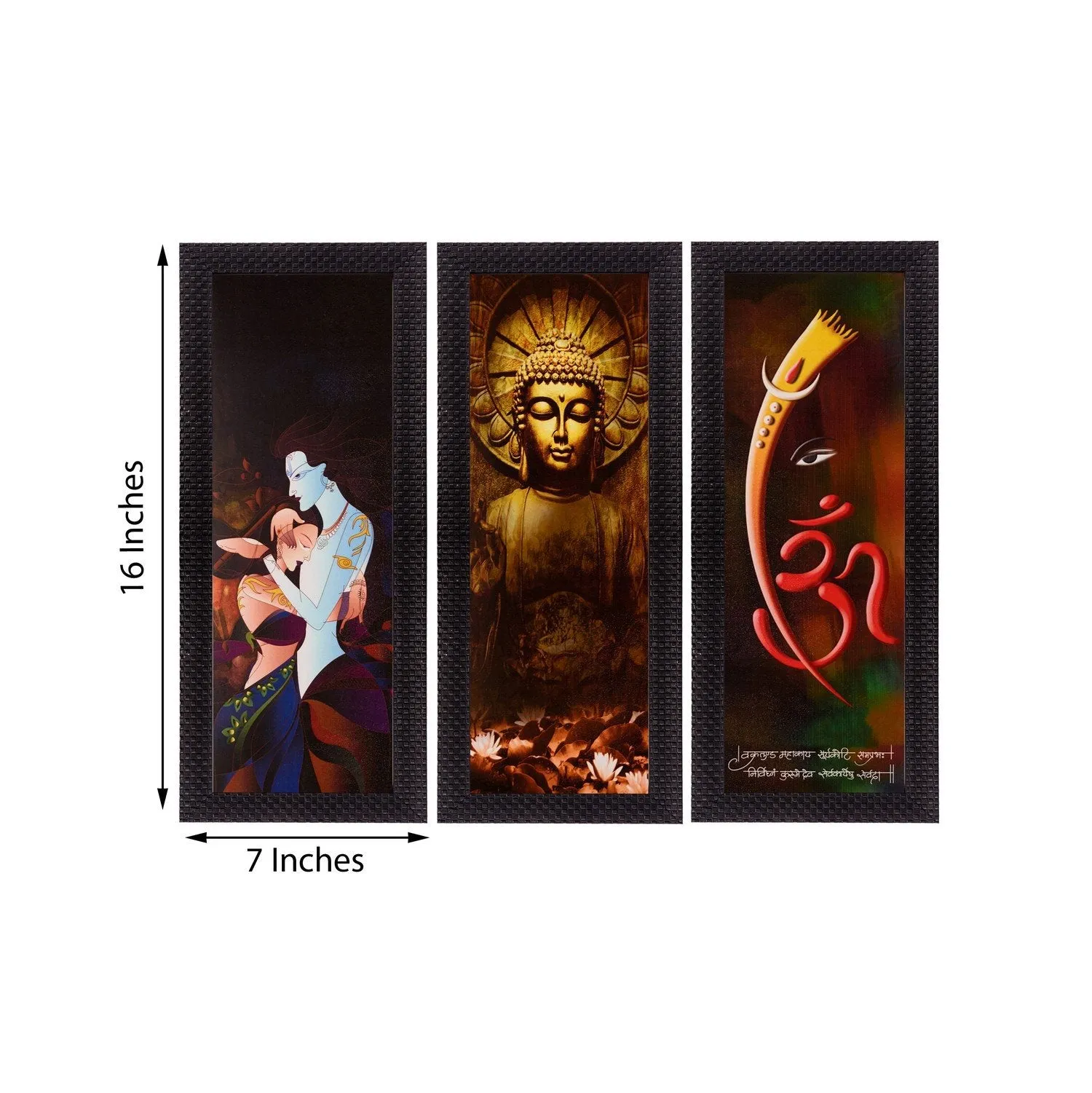 eCraftIndia Satin Matt Textured Synthetic Wood Art Painting (17.8 cm x 1.3 cm x 40.7 cm, Set of 3, C3FPB2116)