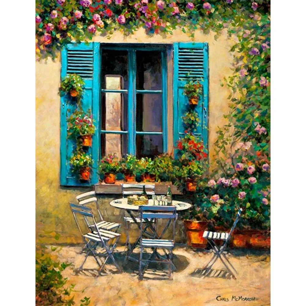 Flower Window - Full Diamond Painting - (Canvas 30*40cm/11.81*15.75in)