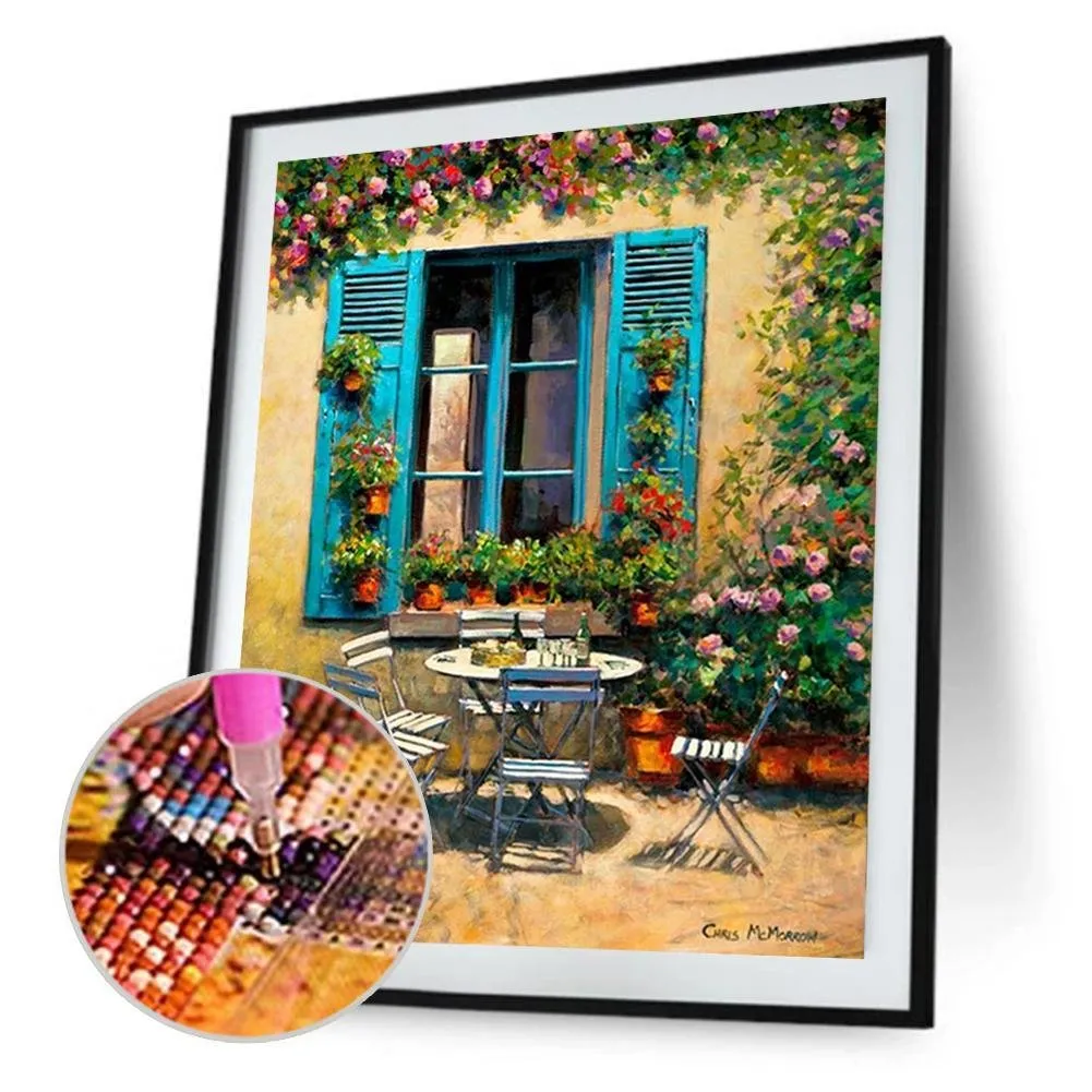 Flower Window - Full Diamond Painting - (Canvas 30*40cm/11.81*15.75in)