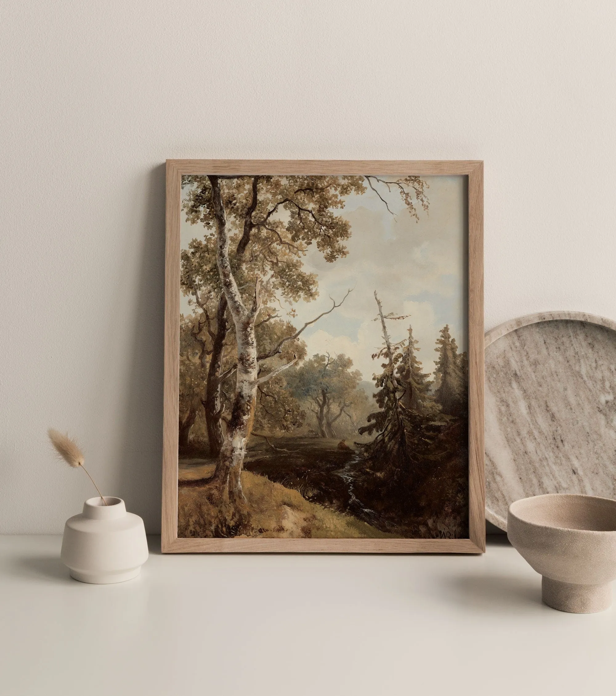 Forest Trees Vintage Landscape Wall Art by Dutch Painter