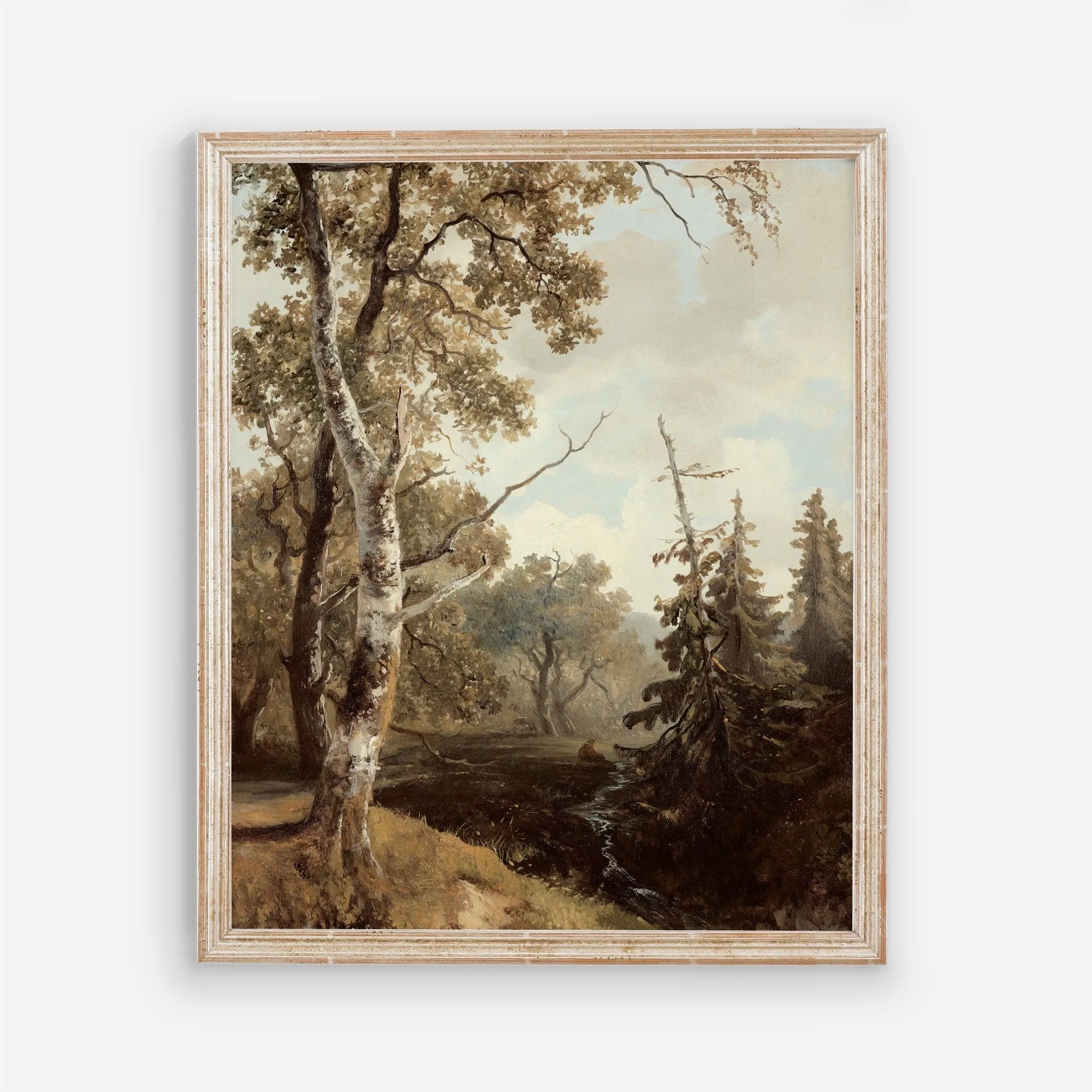 Forest Trees Vintage Landscape Wall Art by Dutch Painter