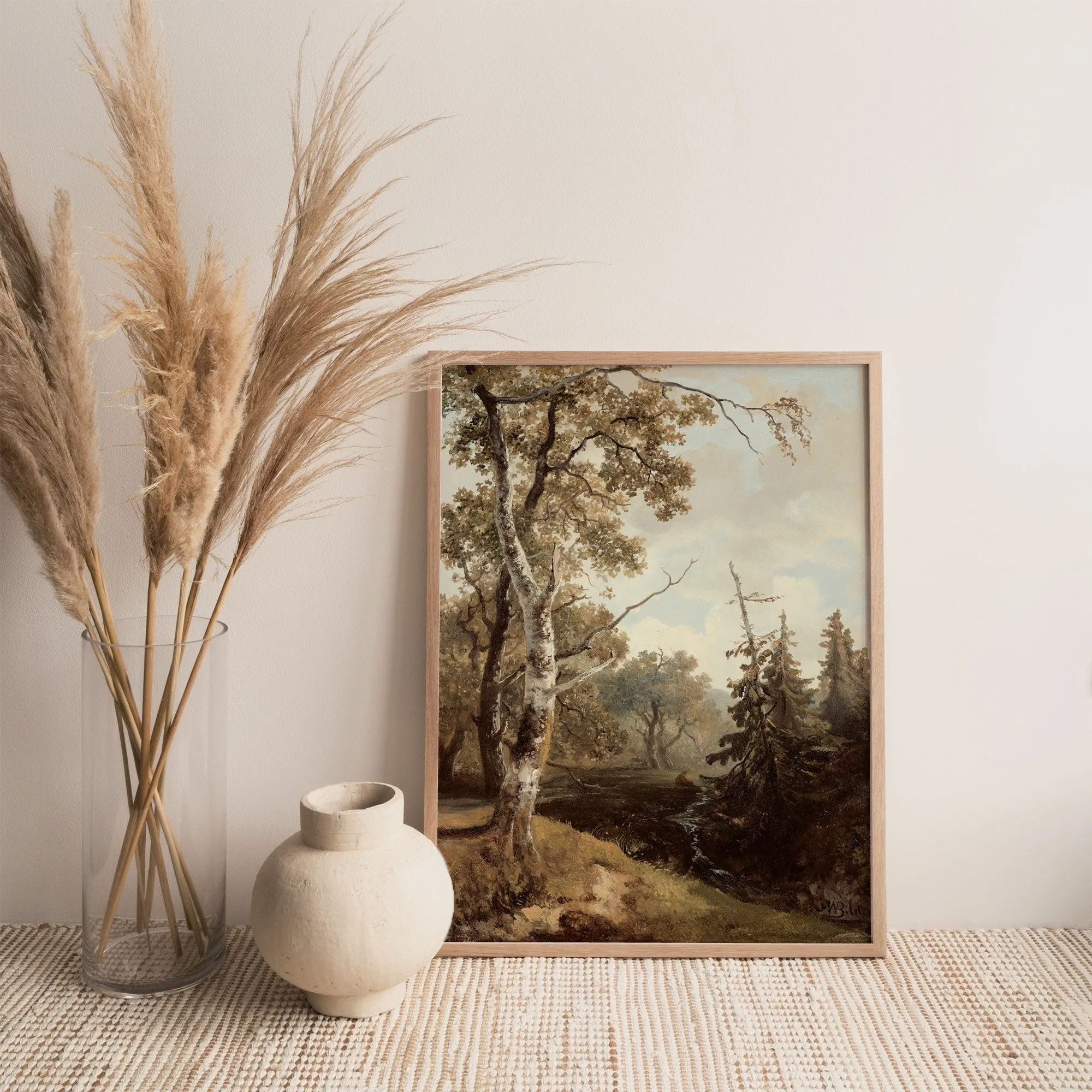 Forest Trees Vintage Landscape Wall Art by Dutch Painter