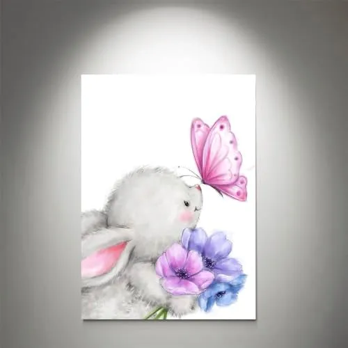 GADGETS WRAP Canvas Gallery Wrap Framed for Home Office Studio Living Room Decoration (9x11inch) - Rabbit And Butterfly