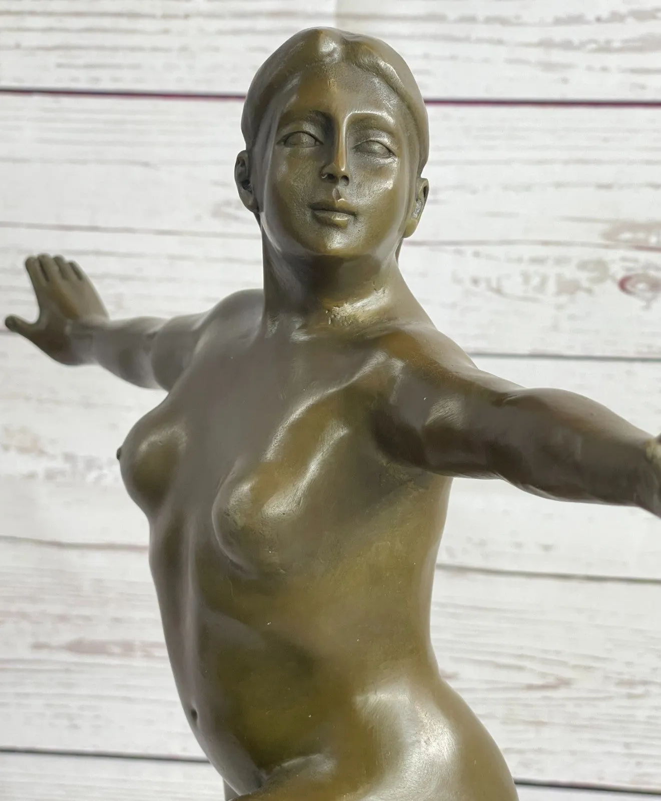 Handcrafted Nude Female Abstract Modern Art Bronze Sculpture Marble Figurine