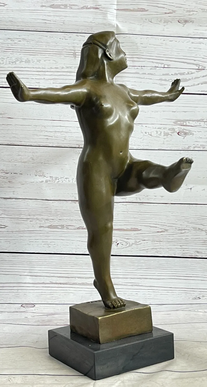 Handcrafted Nude Female Abstract Modern Art Bronze Sculpture Marble Figurine