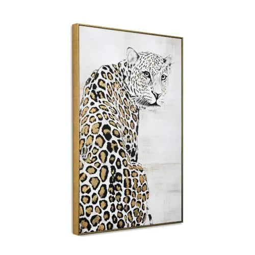 @home by Nilkamal Leopard Canvas Wall Painting |Ideal for Living Room, Bedroom, Office, Hotel and Restaurants |62 x 92 cm| Brown & White