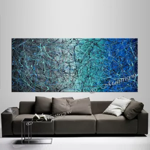 Jackson Pollock Blue Painting extra large abstract art Modern Wall oversize canvas - Vintage Beauty 18