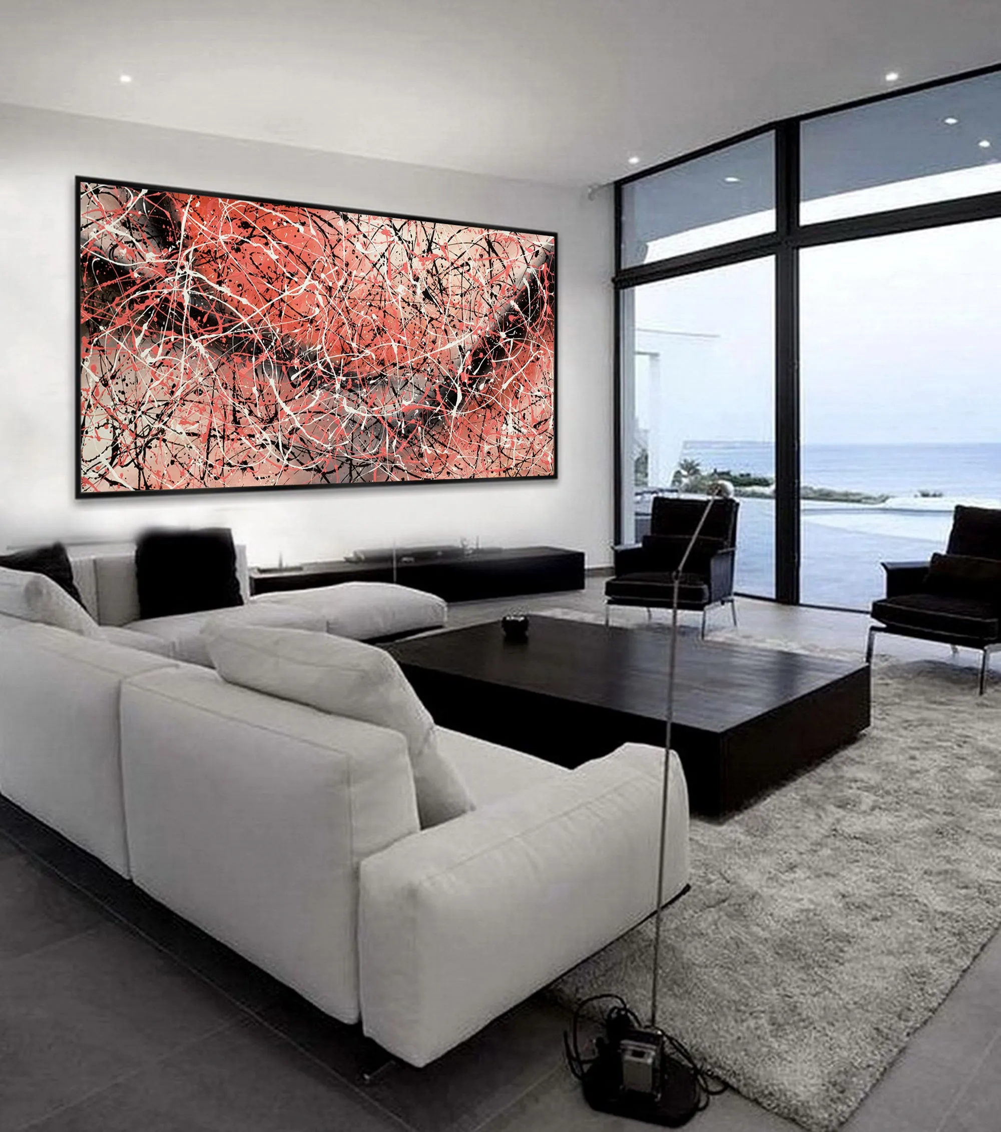 Jackson Pollock Painting extra large abstract art Modern Wall oversize canvas - Vintage Beauty 154