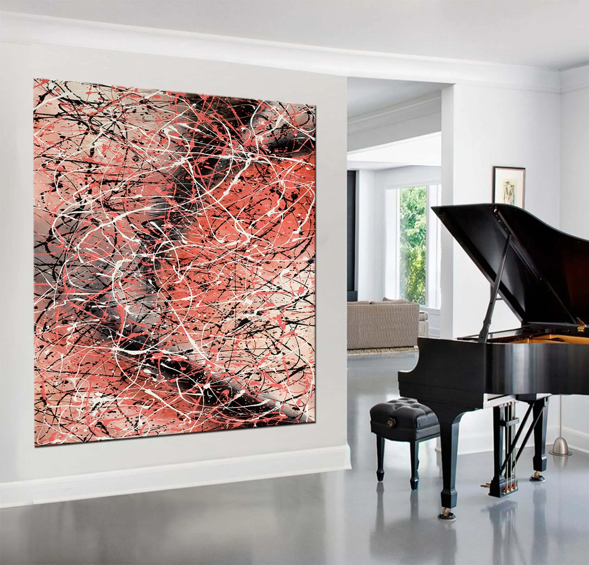 Jackson Pollock Painting extra large abstract art Modern Wall oversize canvas - Vintage Beauty 154