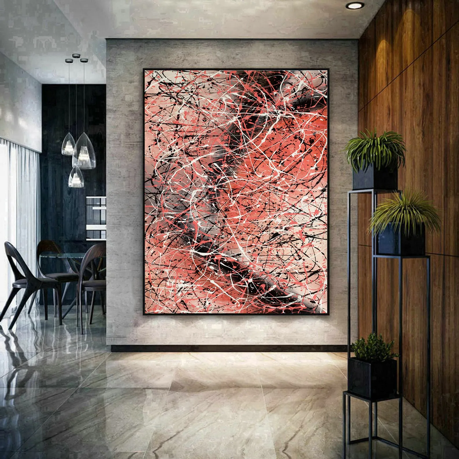 Jackson Pollock Painting extra large abstract art Modern Wall oversize canvas - Vintage Beauty 154