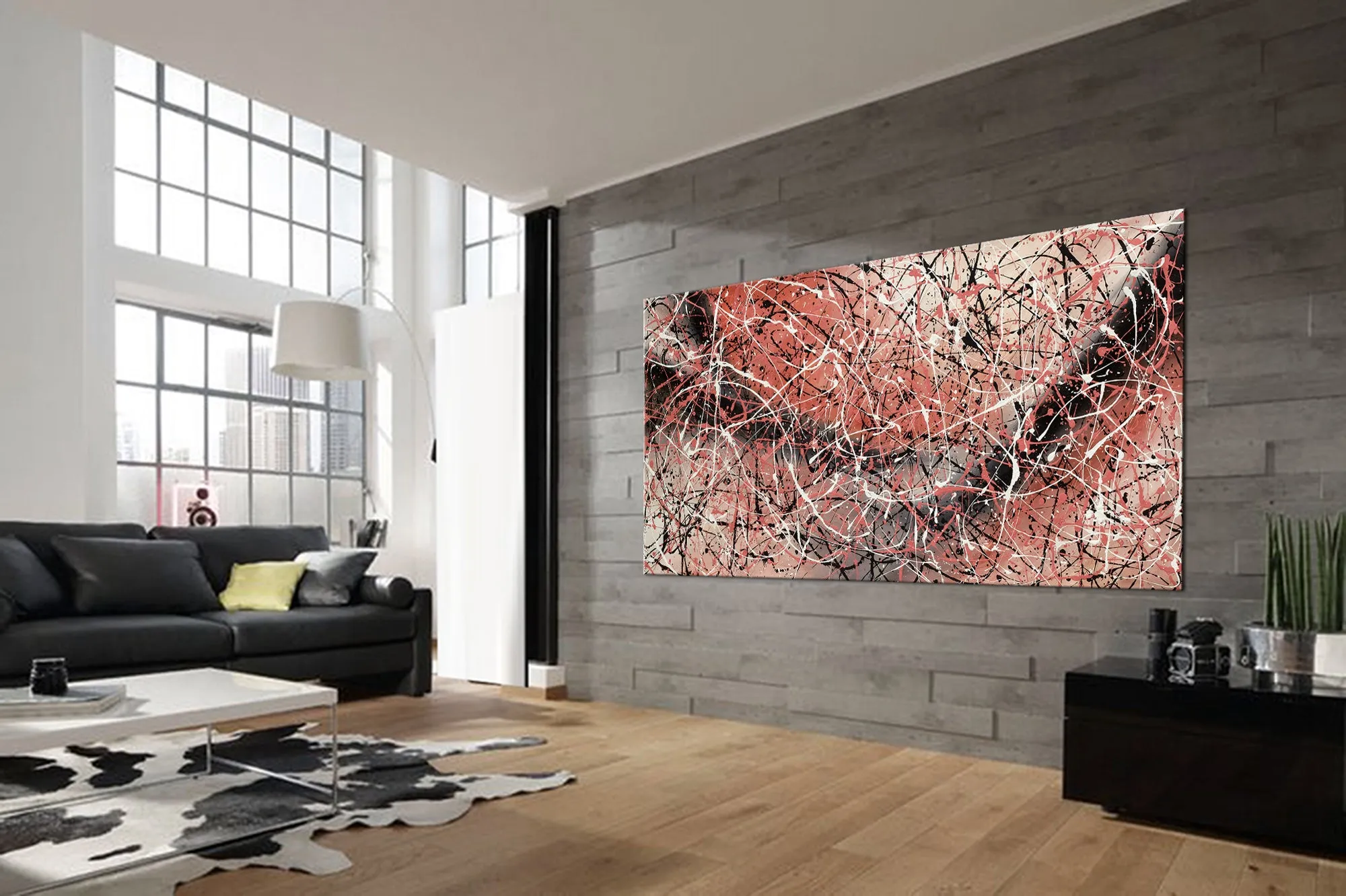 Jackson Pollock Painting extra large abstract art Modern Wall oversize canvas - Vintage Beauty 154