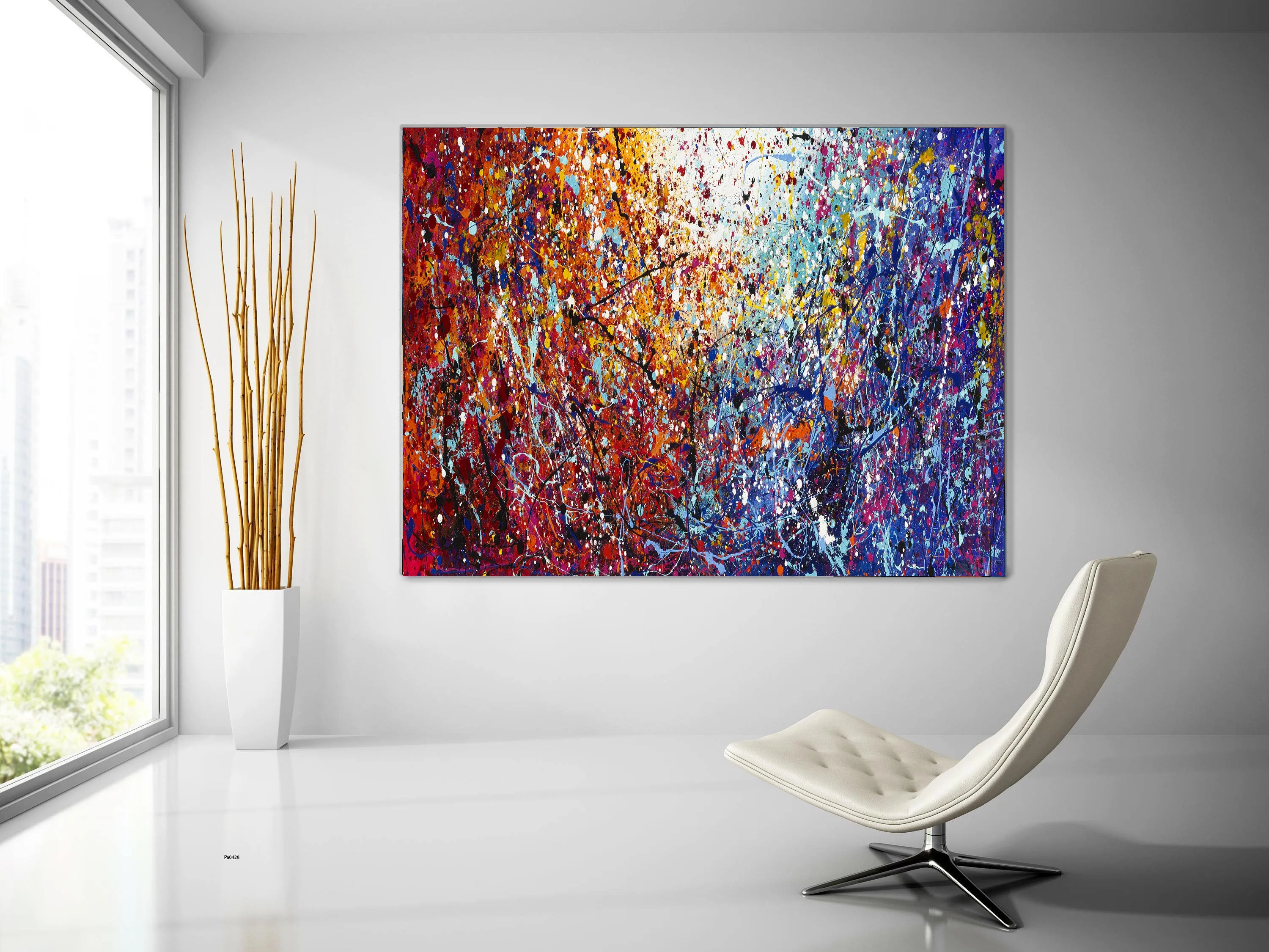 Jackson Pollock Red Painting extra large abstract art Modern Wall oversize canvas - Vintage Beauty 110