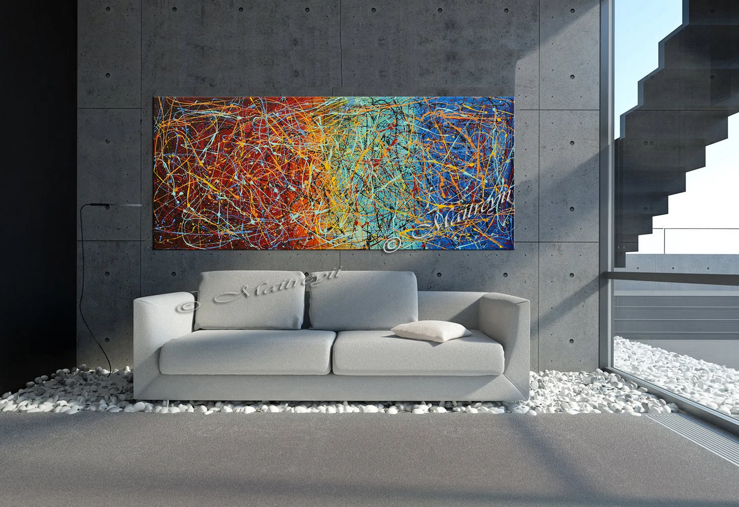 Jackson Pollock Style | Abstract artwork large oil painting on canvas for luxury Homes - Vintage Beauty 26