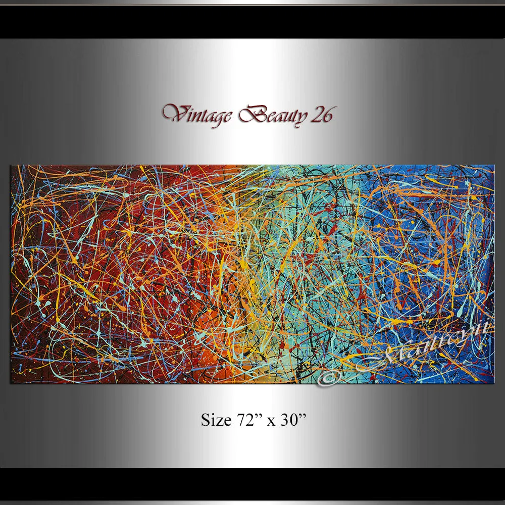 Jackson Pollock Style | Abstract artwork large oil painting on canvas for luxury Homes - Vintage Beauty 26