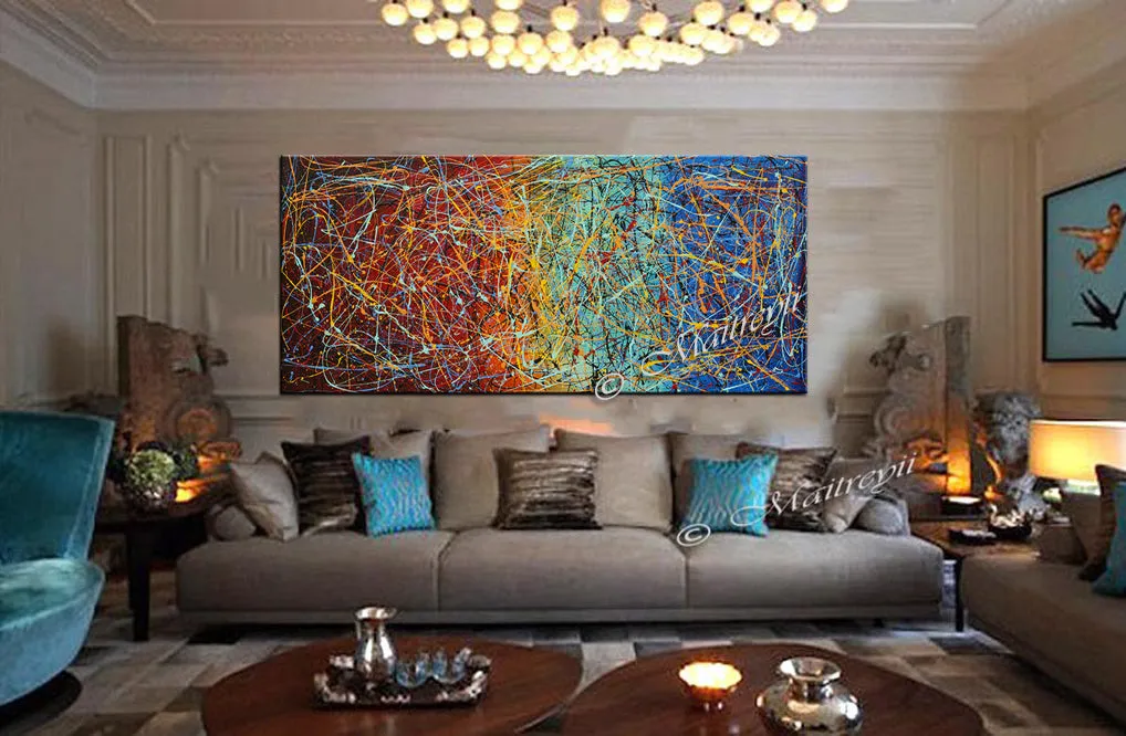 Jackson Pollock Style | Abstract artwork large oil painting on canvas for luxury Homes - Vintage Beauty 26