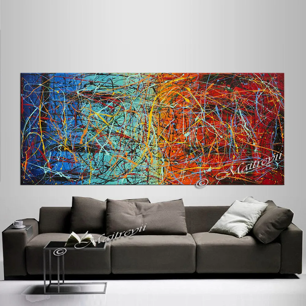 Jackson Pollock Style | Abstract artwork large oil painting on canvas modern wall art - Vintage Beauty 38