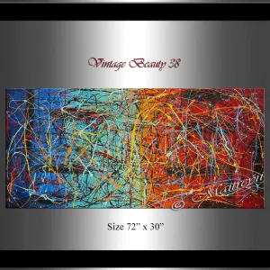 Jackson Pollock Style | Abstract artwork large oil painting on canvas modern wall art - Vintage Beauty 38