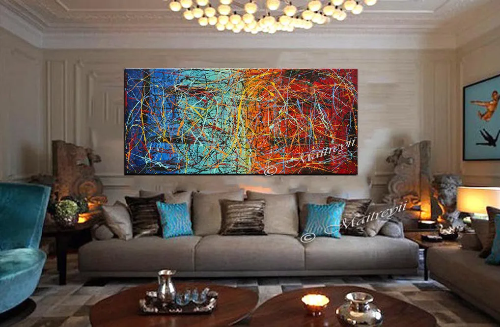 Jackson Pollock Style | Abstract artwork large oil painting on canvas modern wall art - Vintage Beauty 38