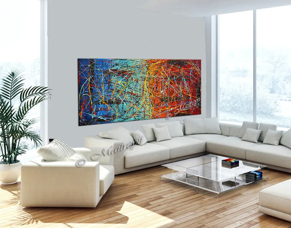 Jackson Pollock Style | Abstract artwork large oil painting on canvas modern wall art - Vintage Beauty 38