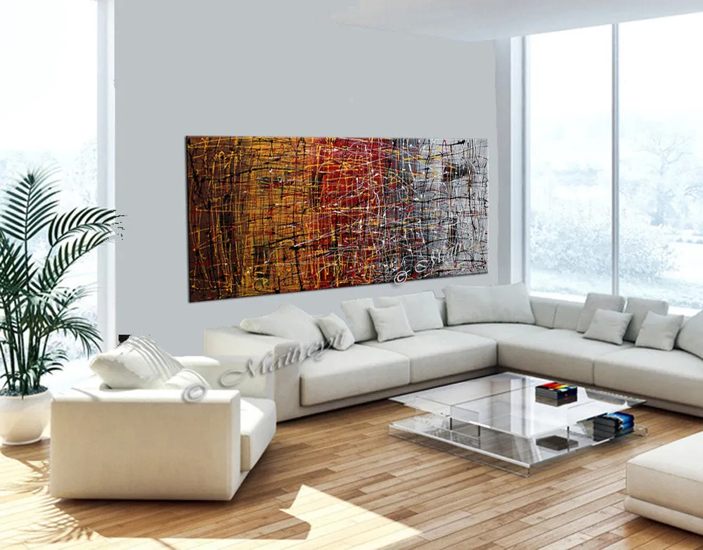 Jackson Pollock Style | Abstract artwork large oil painting on canvas modern wall art - Vintage Beauty 51