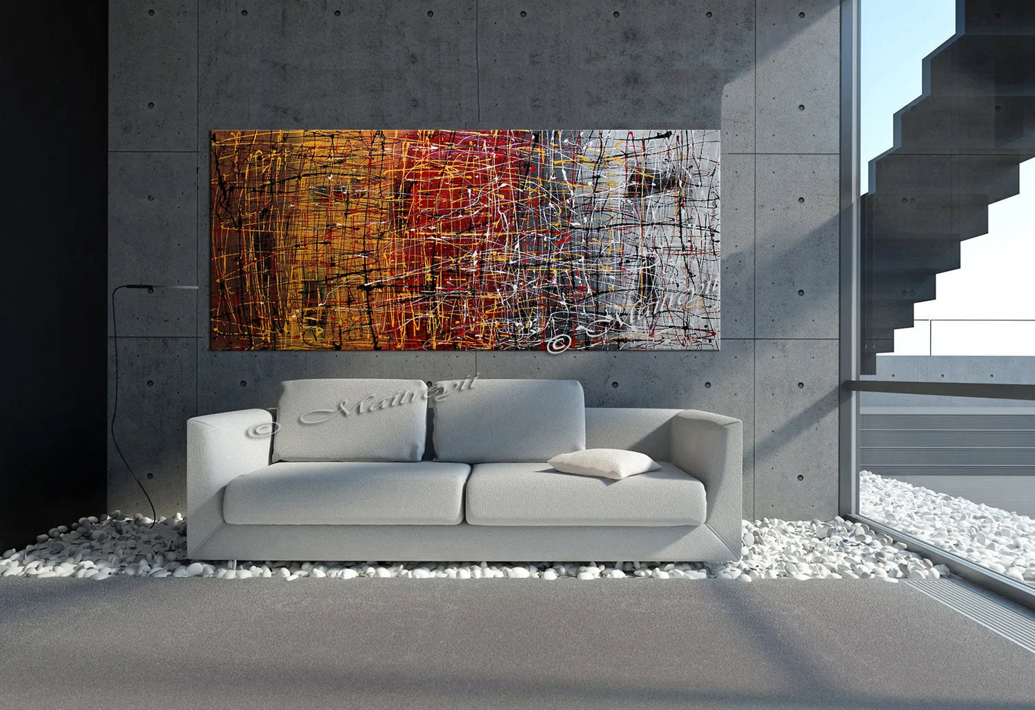 Jackson Pollock Style | Abstract artwork large oil painting on canvas modern wall art - Vintage Beauty 51