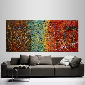 Jackson Pollock Style | Abstract artwork large oil painting on canvas modern wall art - Vintage Beauty 53