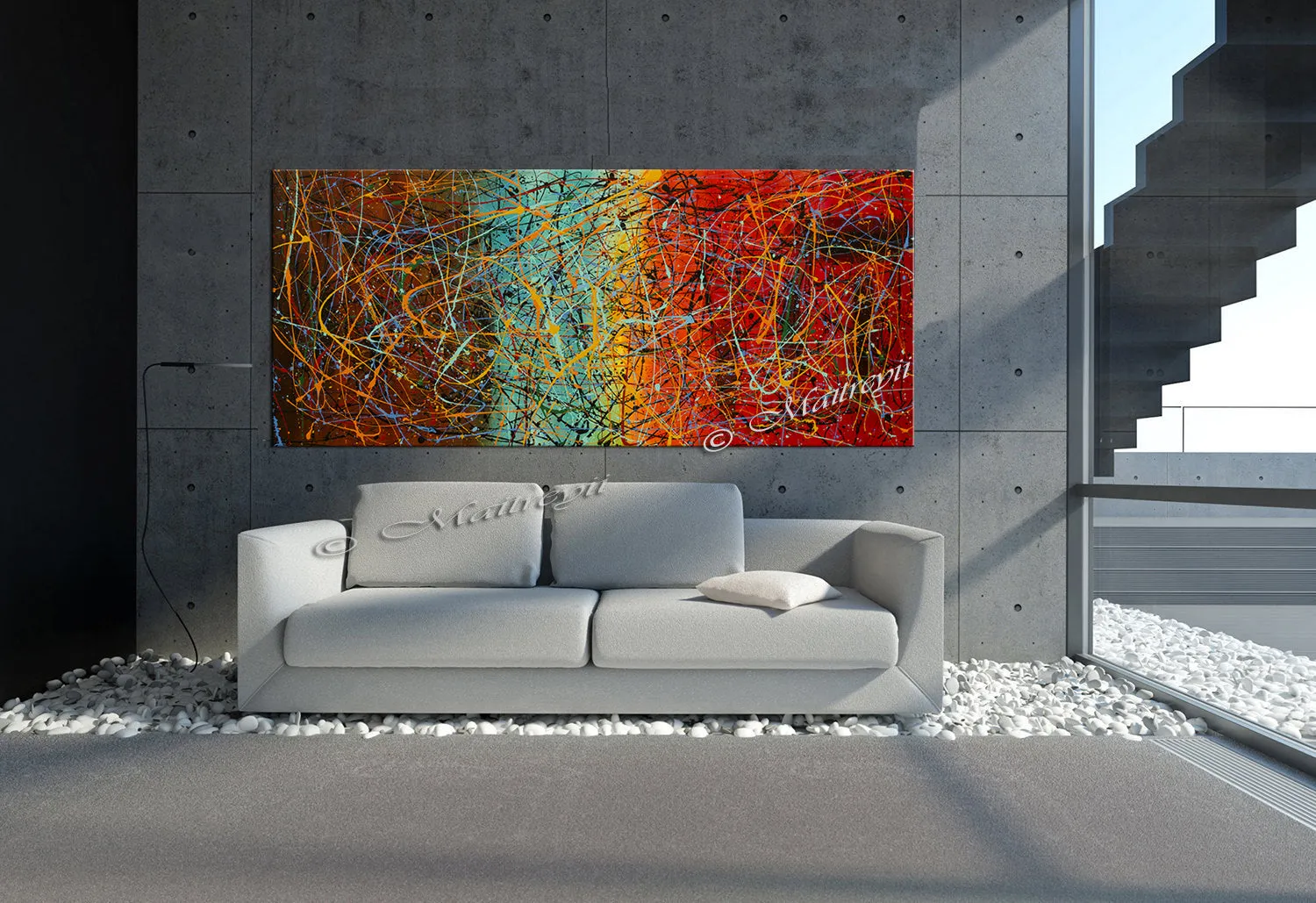 Jackson Pollock Style | Abstract artwork large oil painting on canvas modern wall art - Vintage Beauty 53