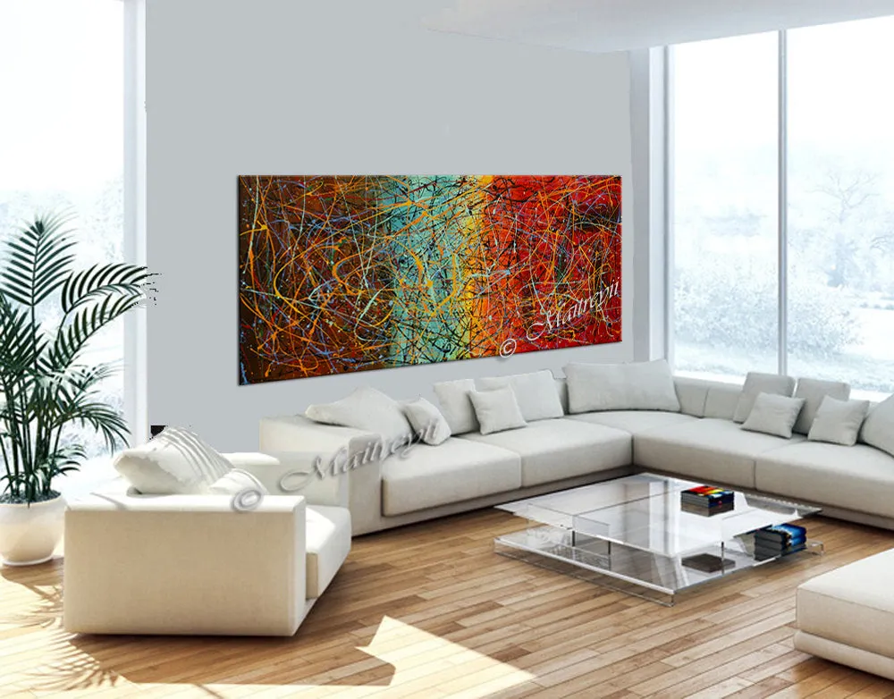 Jackson Pollock Style | Abstract artwork large oil painting on canvas modern wall art - Vintage Beauty 53