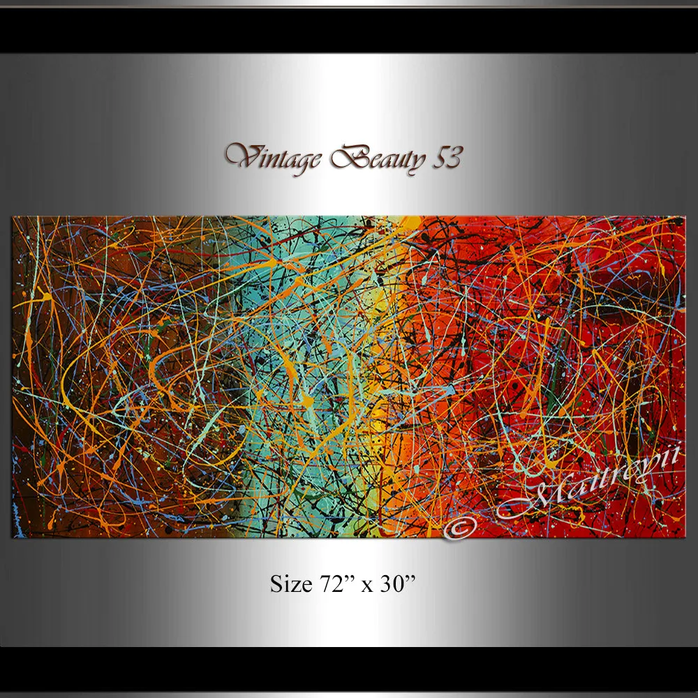 Jackson Pollock Style | Abstract artwork large oil painting on canvas modern wall art - Vintage Beauty 53