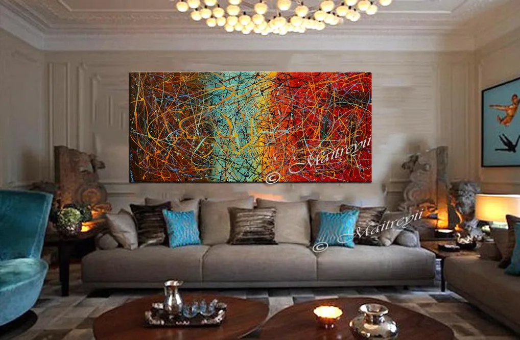 Jackson Pollock Style | Abstract artwork large oil painting on canvas modern wall art - Vintage Beauty 53