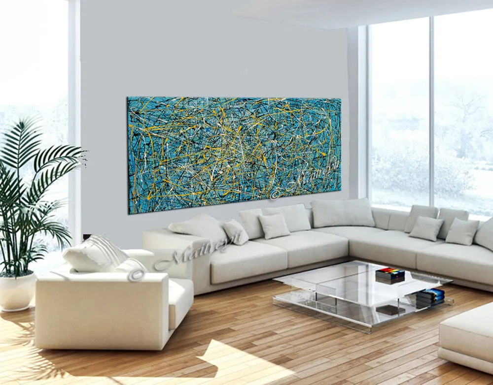 Jackson Pollock Style | Abstract artwork large oil painting on canvas modern wall art - Vintage Beauty 74