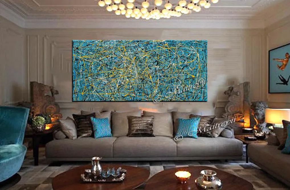 Jackson Pollock Style | Abstract artwork large oil painting on canvas modern wall art - Vintage Beauty 74