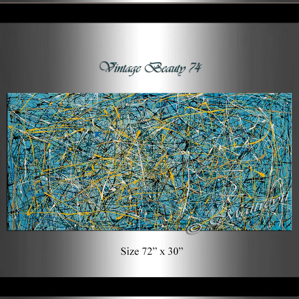 Jackson Pollock Style | Abstract artwork large oil painting on canvas modern wall art - Vintage Beauty 74