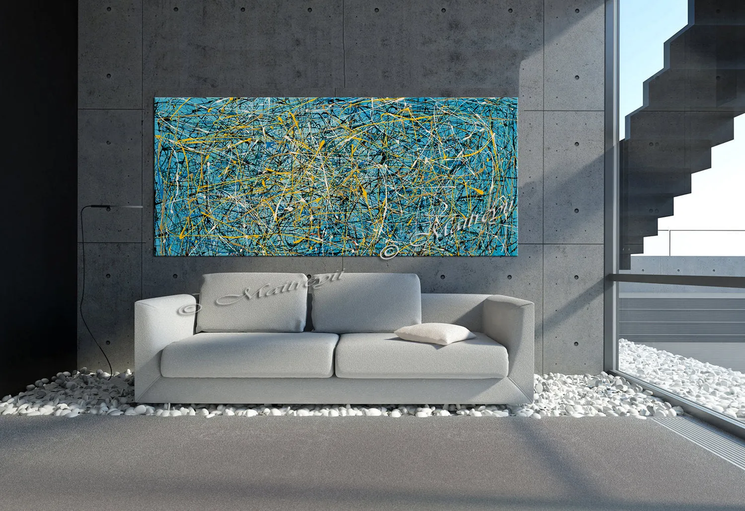 Jackson Pollock Style | Abstract artwork large oil painting on canvas modern wall art - Vintage Beauty 74