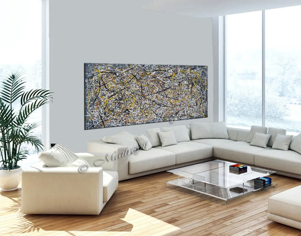 Jackson Pollock Style | Abstract artwork large oil painting on canvas modern wall art - Vintage Beauty 8