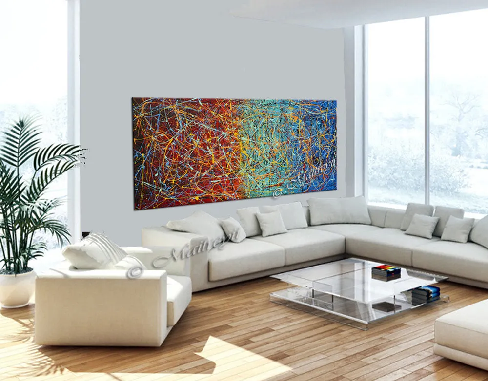 Jackson Pollock Style | Abstract artwork large oil painting on canvas modern wall - Vintage Beauty 25