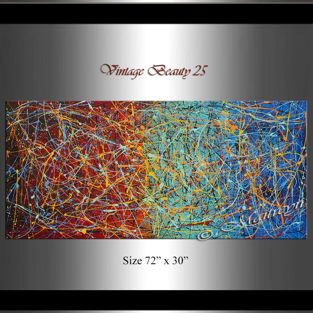 Jackson Pollock Style | Abstract artwork large oil painting on canvas modern wall - Vintage Beauty 25