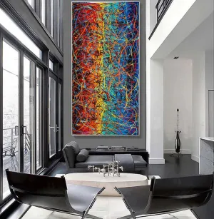 Jackson Pollock Style | Abstract artwork large oil painting on canvas oversize luxury Homes - Vintage Beauty 15