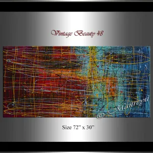 Jackson Pollock Style | Abstract artwork large oil painting on canvas oversize luxury Homes - Vintage Beauty 48