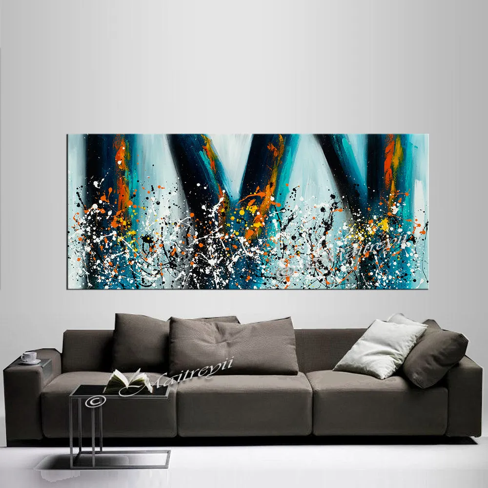 Jackson Pollock Style artwork for sale large Oil Painting on Canvas - Modern paintings luxury homes