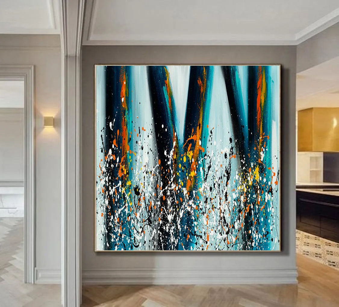 Jackson Pollock Style artwork for sale large Oil Painting on Canvas - Modern paintings luxury homes