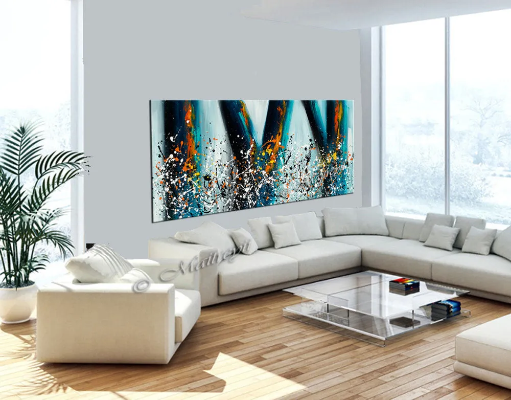 Jackson Pollock Style artwork for sale large Oil Painting on Canvas - Modern paintings luxury homes